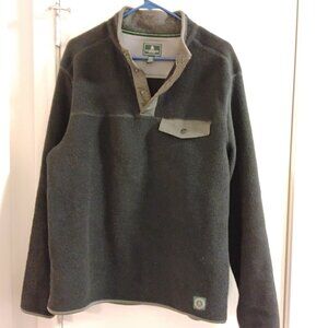 G.H. Bass And Co Men's Size Medium Fleece 3 snap Black Gray Pullover